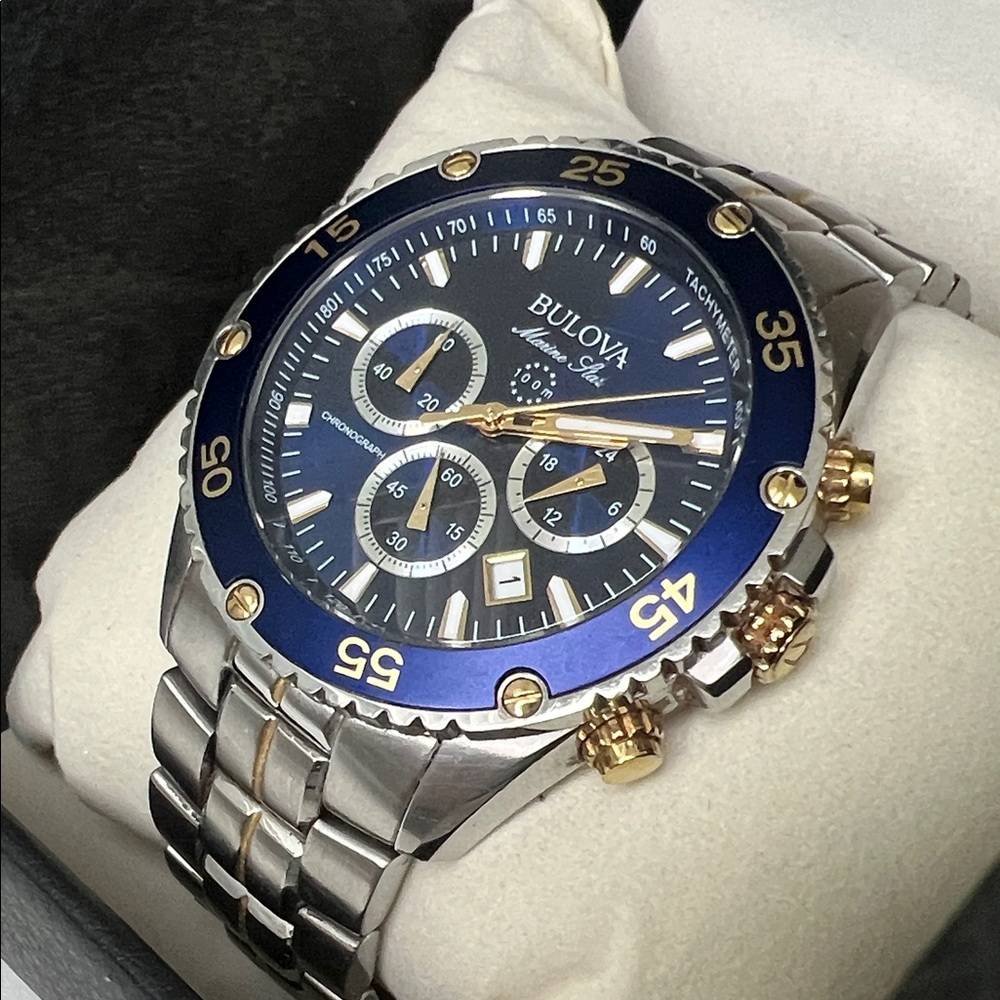 Bulova Classic Blue Marine Star Chronograph 98B400 Watch